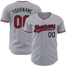 Загрузить изображение в средство просмотра галереи, Custom Gray Crimson-Black Authentic Baseball Jersey