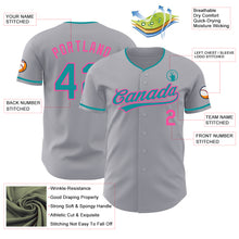 Загрузить изображение в средство просмотра галереи, Custom Gray Teal-Pink Authentic Baseball Jersey