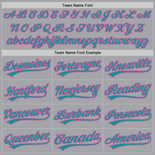 Загрузить изображение в средство просмотра галереи, Custom Gray Teal-Pink Authentic Baseball Jersey