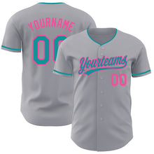 Загрузить изображение в средство просмотра галереи, Custom Gray Teal-Pink Authentic Baseball Jersey