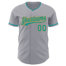 Загрузить изображение в средство просмотра галереи, Custom Gray Teal-Old Gold Authentic Baseball Jersey