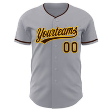 Загрузить изображение в средство просмотра галереи, Custom Gray Brown-Gold Authentic Baseball Jersey