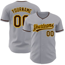 Загрузить изображение в средство просмотра галереи, Custom Gray Brown-Gold Authentic Baseball Jersey