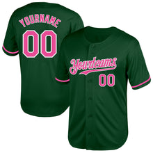 Load image into Gallery viewer, Custom Green Pink-White Mesh Authentic Throwback Baseball Jersey