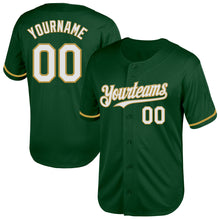 Load image into Gallery viewer, Custom Green White-Old Gold Mesh Authentic Throwback Baseball Jersey