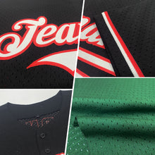 Load image into Gallery viewer, Custom Green Cream-Black Mesh Authentic Throwback Baseball Jersey
