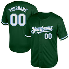 Load image into Gallery viewer, Custom Green White-Light Blue Mesh Authentic Throwback Baseball Jersey