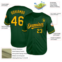 Load image into Gallery viewer, Custom Green Gold-Black Mesh Authentic Throwback Baseball Jersey