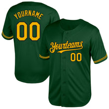 Load image into Gallery viewer, Custom Green Gold-Black Mesh Authentic Throwback Baseball Jersey