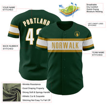 Load image into Gallery viewer, Custom Green White-Old Gold Authentic Baseball Jersey