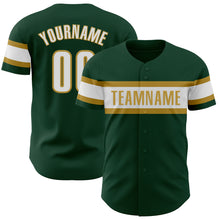 Load image into Gallery viewer, Custom Green White-Old Gold Authentic Baseball Jersey