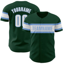 Load image into Gallery viewer, Custom Green White-Light Blue Authentic Baseball Jersey