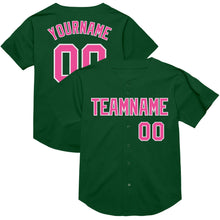 Load image into Gallery viewer, Custom Green Pink-White Mesh Authentic Throwback Baseball Jersey
