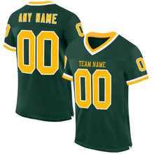 Load image into Gallery viewer, Custom Green Gold-White Mesh Authentic Throwback Football Jersey