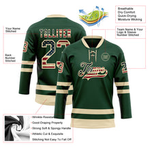 Charger l'image dans la galerie, Custom Green Vintage USA Flag-Cream Hockey Lace Neck Jersey