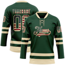 Charger l'image dans la galerie, Custom Green Vintage USA Flag-Cream Hockey Lace Neck Jersey