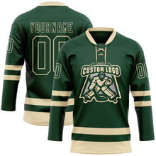 Загрузить изображение в средство просмотра галереи, Custom Green Cream Hockey Lace Neck Jersey