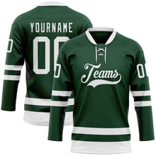 Загрузить изображение в средство просмотра галереи, Custom Green White Hockey Lace Neck Jersey