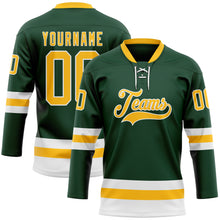 Charger l'image dans la galerie, Custom Green Gold-White Hockey Lace Neck Jersey