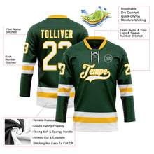 Charger l'image dans la galerie, Custom Green White-Gold Hockey Lace Neck Jersey