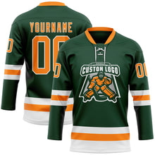 Load image into Gallery viewer, Custom Green Bay Orange-White Hockey Lace Neck Jersey