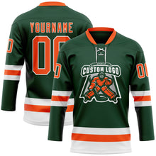 Charger l'image dans la galerie, Custom Green Orange-White Hockey Lace Neck Jersey