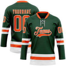Charger l'image dans la galerie, Custom Green Orange-White Hockey Lace Neck Jersey