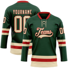 Charger l'image dans la galerie, Custom Green Cream-Red Hockey Lace Neck Jersey