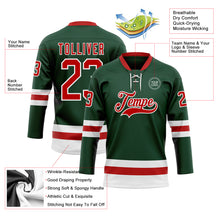 Charger l'image dans la galerie, Custom Green Red-White Hockey Lace Neck Jersey