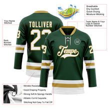 Загрузить изображение в средство просмотра галереи, Custom Green White-Old Gold Hockey Lace Neck Jersey