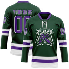 Charger l'image dans la galerie, Custom Green Purple-White Hockey Lace Neck Jersey