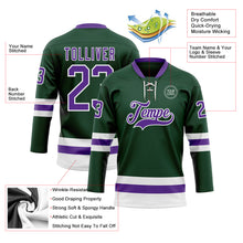 Charger l'image dans la galerie, Custom Green Purple-White Hockey Lace Neck Jersey