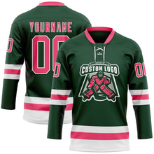Загрузить изображение в средство просмотра галереи, Custom Green Neon Pink-White Hockey Lace Neck Jersey