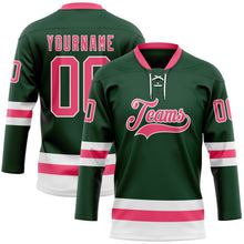 Загрузить изображение в средство просмотра галереи, Custom Green Neon Pink-White Hockey Lace Neck Jersey
