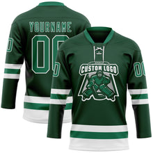 Загрузить изображение в средство просмотра галереи, Custom Green Kelly Green-White Hockey Lace Neck Jersey