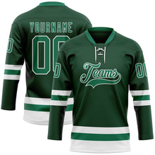 Загрузить изображение в средство просмотра галереи, Custom Green Kelly Green-White Hockey Lace Neck Jersey