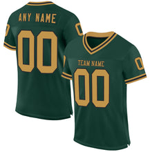 Load image into Gallery viewer, Custom Green Old Gold-Black Mesh Authentic Throwback Football Jersey