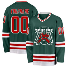 Charger l'image dans la galerie, Custom Green Red-White Hockey Jersey