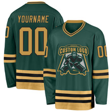 Загрузить изображение в средство просмотра галереи, Custom Green Old Gold-Black Hockey Jersey