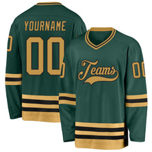 Загрузить изображение в средство просмотра галереи, Custom Green Old Gold-Black Hockey Jersey