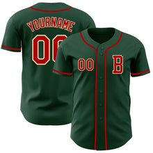 Laden Sie das Bild in den Galerie-Viewer, Custom Green Red-Cream Authentic Baseball Jersey