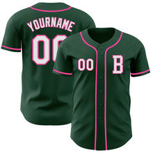 Laden Sie das Bild in den Galerie-Viewer, Custom Green White-Pink Authentic Baseball Jersey