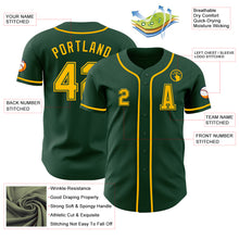 Laden Sie das Bild in den Galerie-Viewer, Custom Green Gold Authentic Baseball Jersey