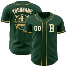 Laden Sie das Bild in den Galerie-Viewer, Custom Green White-Old Gold Authentic Baseball Jersey