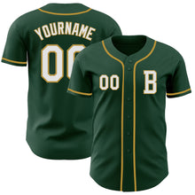 Laden Sie das Bild in den Galerie-Viewer, Custom Green White-Old Gold Authentic Baseball Jersey