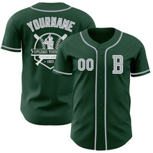 Load image into Gallery viewer, Custom Green Gray-White Authentic Baseball Jersey