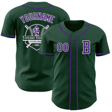 Laden Sie das Bild in den Galerie-Viewer, Custom Green Purple-White Authentic Baseball Jersey