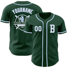 Laden Sie das Bild in den Galerie-Viewer, Custom Green White-Light Blue Authentic Baseball Jersey