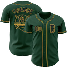 Загрузить изображение в средство просмотра галереи, Custom Green Black-Old Gold Authentic Baseball Jersey