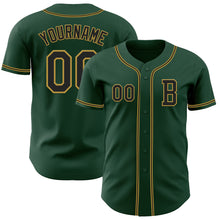 Загрузить изображение в средство просмотра галереи, Custom Green Black-Old Gold Authentic Baseball Jersey